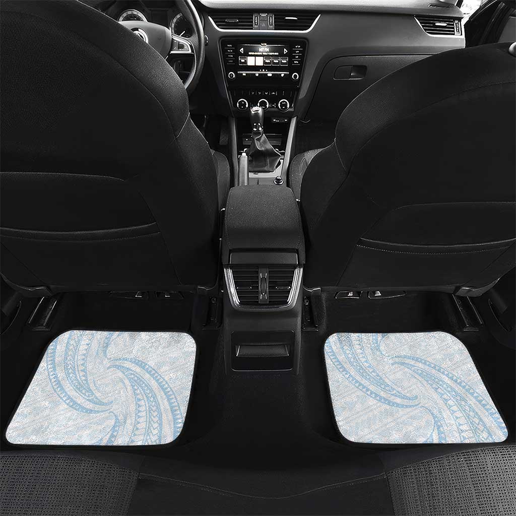 White Sunday Lotu Tamaiti Car Mats Polynesian Wave Pastel Sky Blue LT9 Set 2pcs - Back Blue - Polynesian Pride