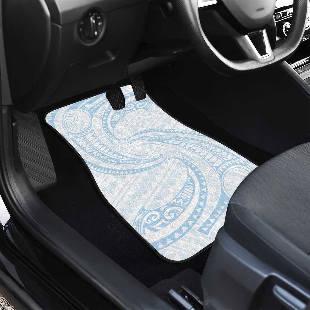 White Sunday Lotu Tamaiti Car Mats Polynesian Wave Pastel Sky Blue LT9 - Polynesian Pride