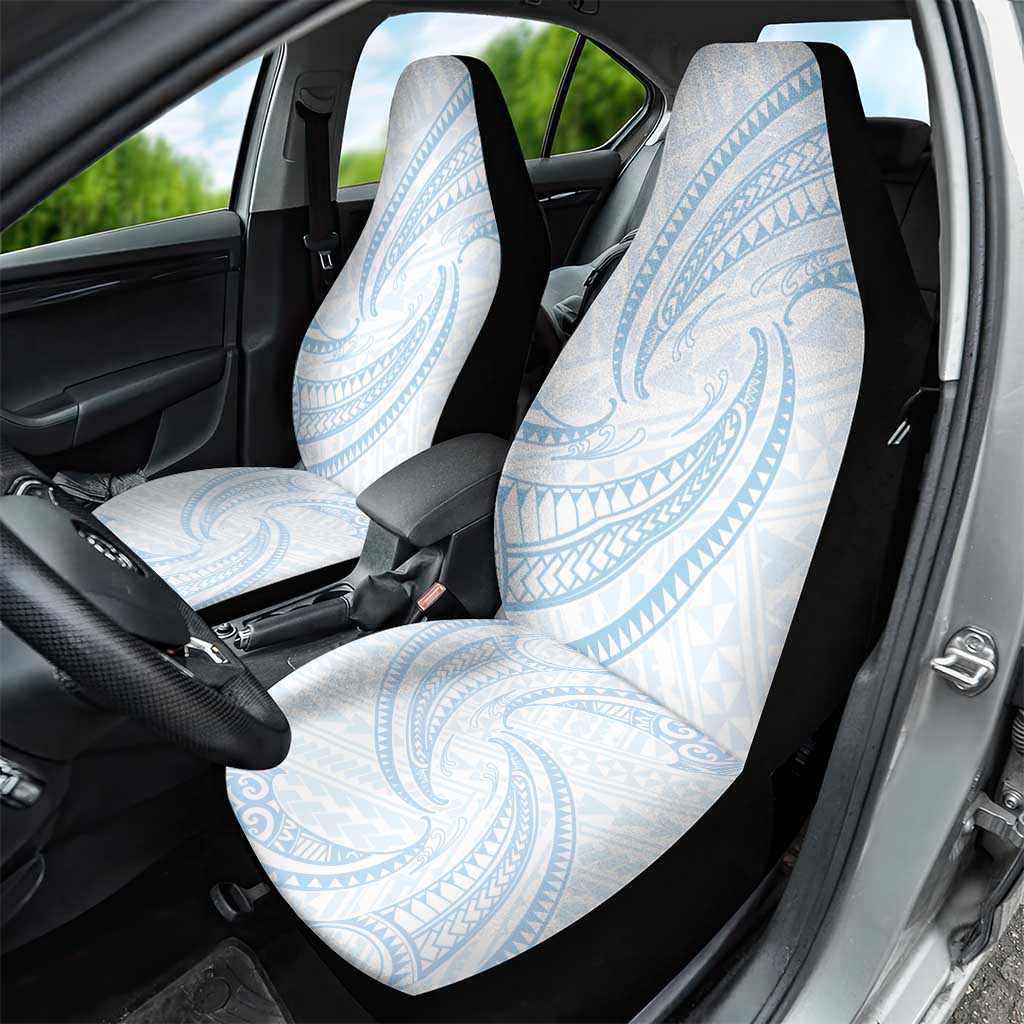White Sunday Lotu Tamaiti Car Seat Cover Polynesian Wave Pastel Sky Blue - Polynesian Pride