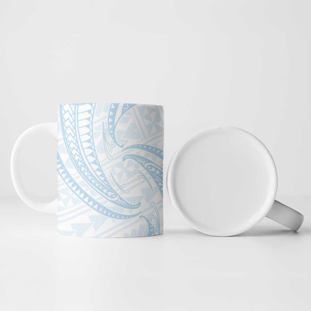 White Sunday Lotu Tamaiti Ceramic Mug Polynesian Wave Pastel Sky Blue - Polynesian Pride