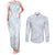 White Sunday Lotu Tamaiti Couples Matching Tank Maxi Dress and Long Sleeve Button Shirt Polynesian Wave Pastel Sky Blue - Polynesian Pride