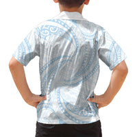 White Sunday Lotu Tamaiti Family Matching Puletasi and Hawaiian Shirt Polynesian Wave Pastel Sky Blue - Polynesian Pride