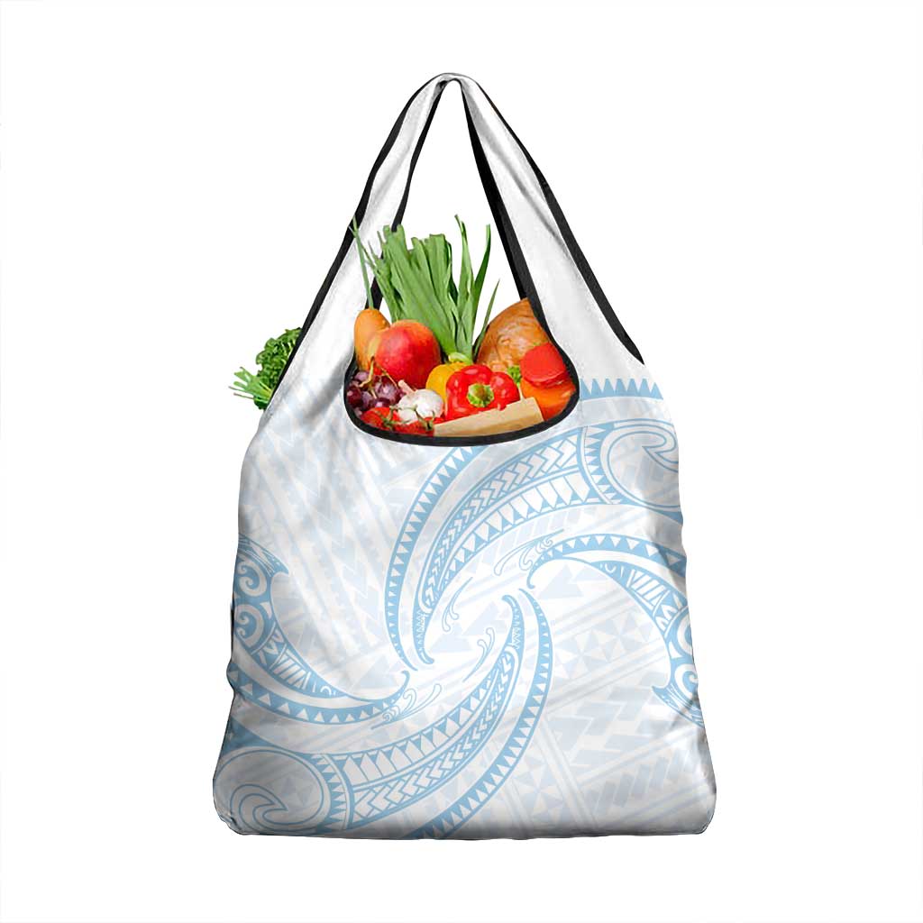 White Sunday Lotu Tamaiti Grocery Bag Polynesian Wave Pastel Sky Blue LT9 1-pack One Size Blue - Polynesian Pride