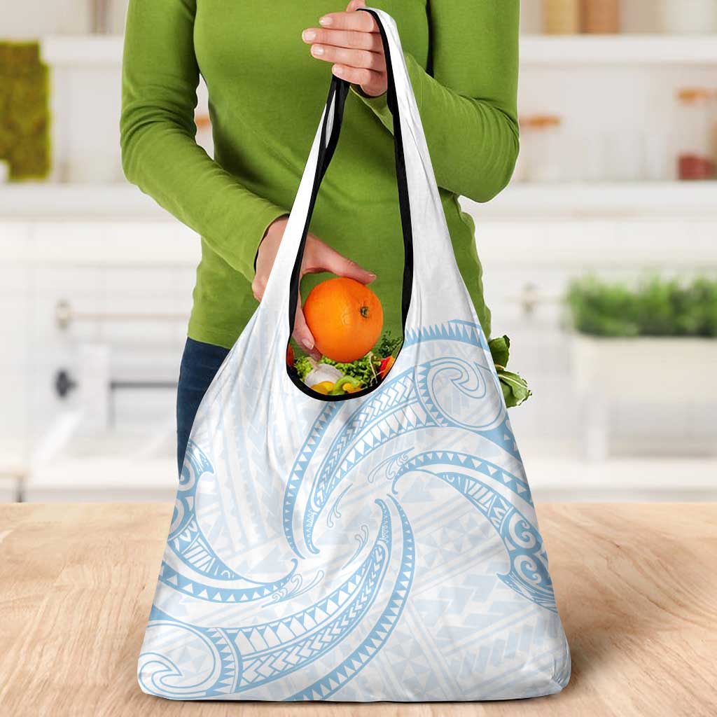 White Sunday Lotu Tamaiti Grocery Bag Polynesian Wave Pastel Sky Blue LT9 - Polynesian Pride