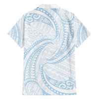 White Sunday Lotu Tamaiti Hawaiian Shirt Polynesian Wave Pastel Sky Blue - Polynesian Pride