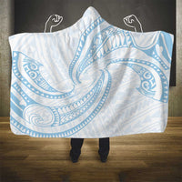 White Sunday Lotu Tamaiti Hooded Blanket Polynesian Wave Pastel Sky Blue - Polynesian Pride