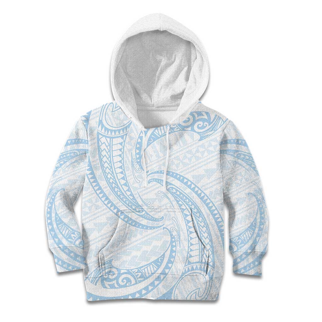 White Sunday Lotu Tamaiti Kid Hoodie Polynesian Wave Pastel Sky Blue - Polynesian Pride