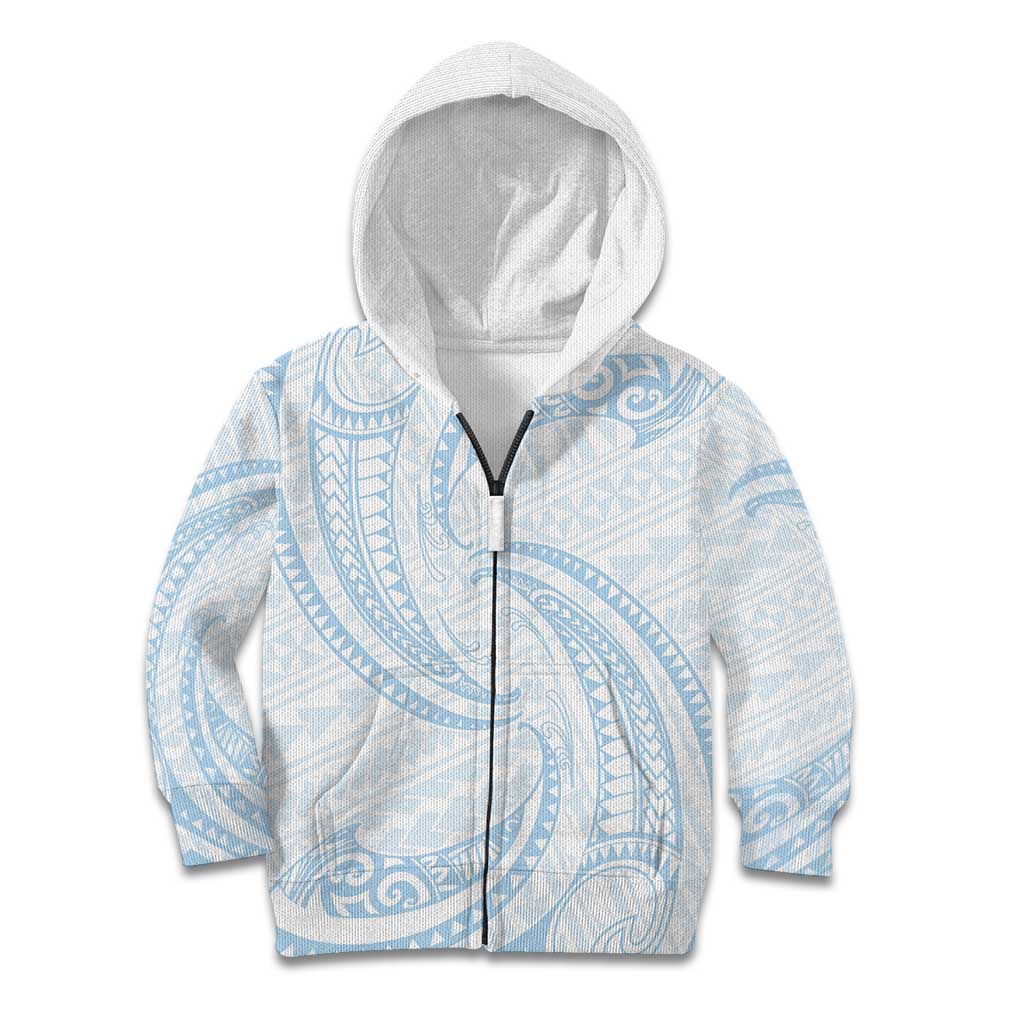 White Sunday Lotu Tamaiti Kid Hoodie Polynesian Wave Pastel Sky Blue - Polynesian Pride