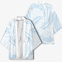 White Sunday Lotu Tamaiti Kimono Polynesian Wave Pastel Sky Blue - Polynesian Pride