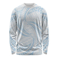 White Sunday Lotu Tamaiti Long Sleeve Shirt Polynesian Wave Pastel Sky Blue LT9 Unisex Blue - Polynesian Pride