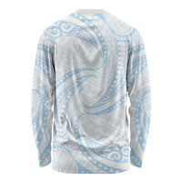 White Sunday Lotu Tamaiti Long Sleeve Shirt Polynesian Wave Pastel Sky Blue LT9 - Polynesian Pride