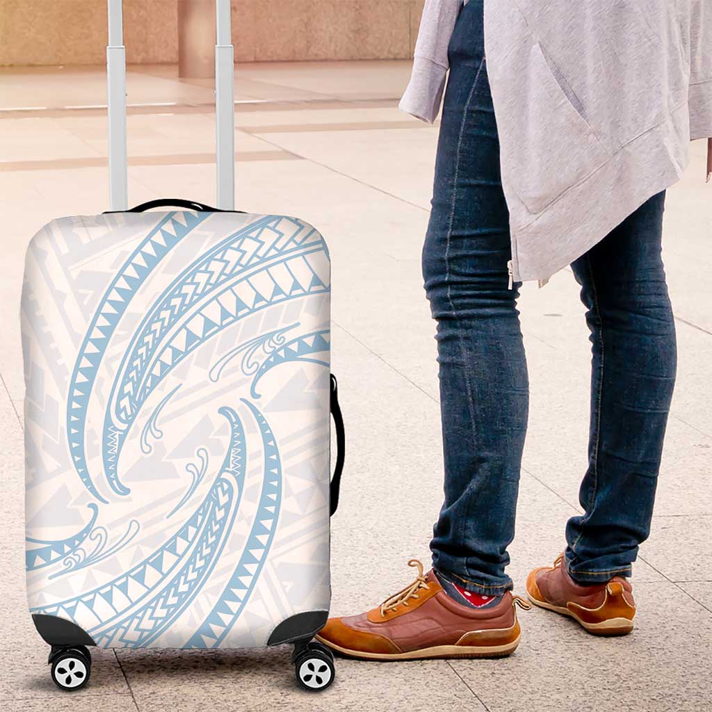 White Sunday Lotu Tamaiti Luggage Cover Polynesian Wave Pastel Sky Blue - Polynesian Pride