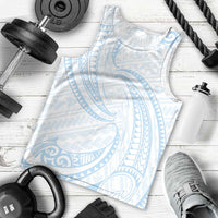 White Sunday Lotu Tamaiti Men Tank Top Polynesian Wave Pastel Sky Blue LT9 - Polynesian Pride