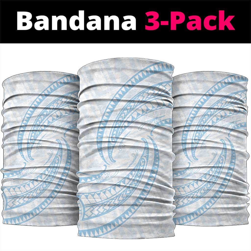 White Sunday Lotu Tamaiti Neck Gaiter Polynesian Wave Pastel Sky Blue LT9