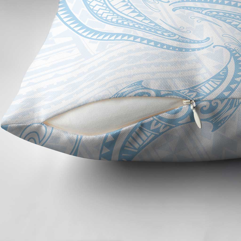 White Sunday Lotu Tamaiti Pillow Cover Polynesian Wave Pastel Sky Blue - Polynesian Pride