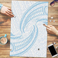 White Sunday Lotu Tamaiti Puzzle Polynesian Wave Pastel Sky Blue LT9 Blue - Polynesian Pride