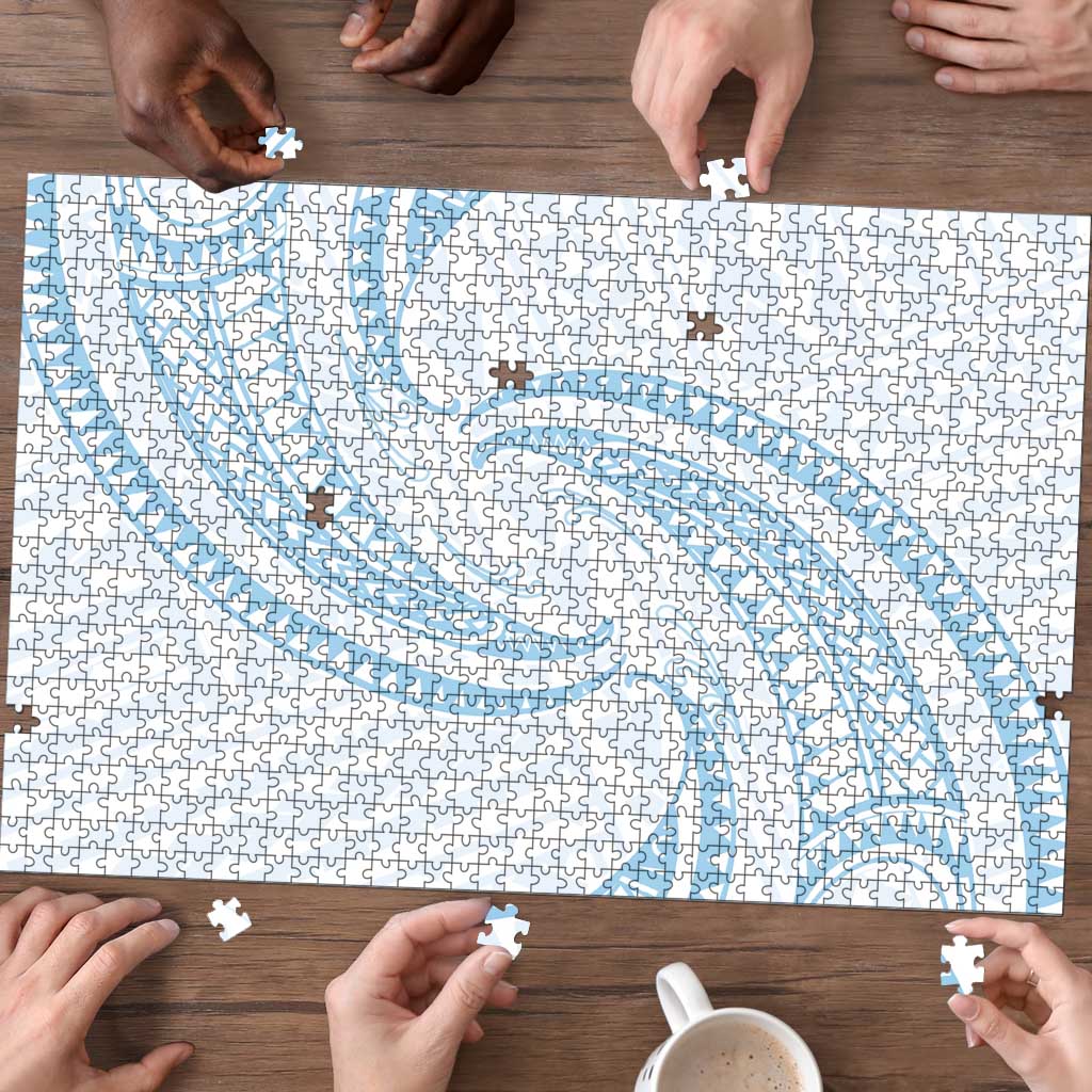 White Sunday Lotu Tamaiti Puzzle Polynesian Wave Pastel Sky Blue LT9 - Polynesian Pride