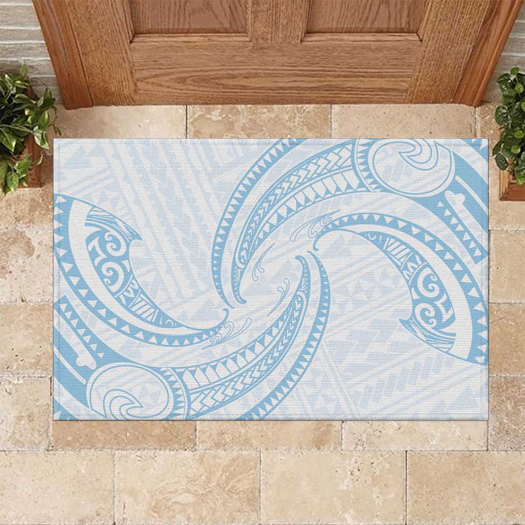 White Sunday Lotu Tamaiti Rubber Doormat Polynesian Wave Pastel Sky Blue LT9 Blue - Polynesian Pride