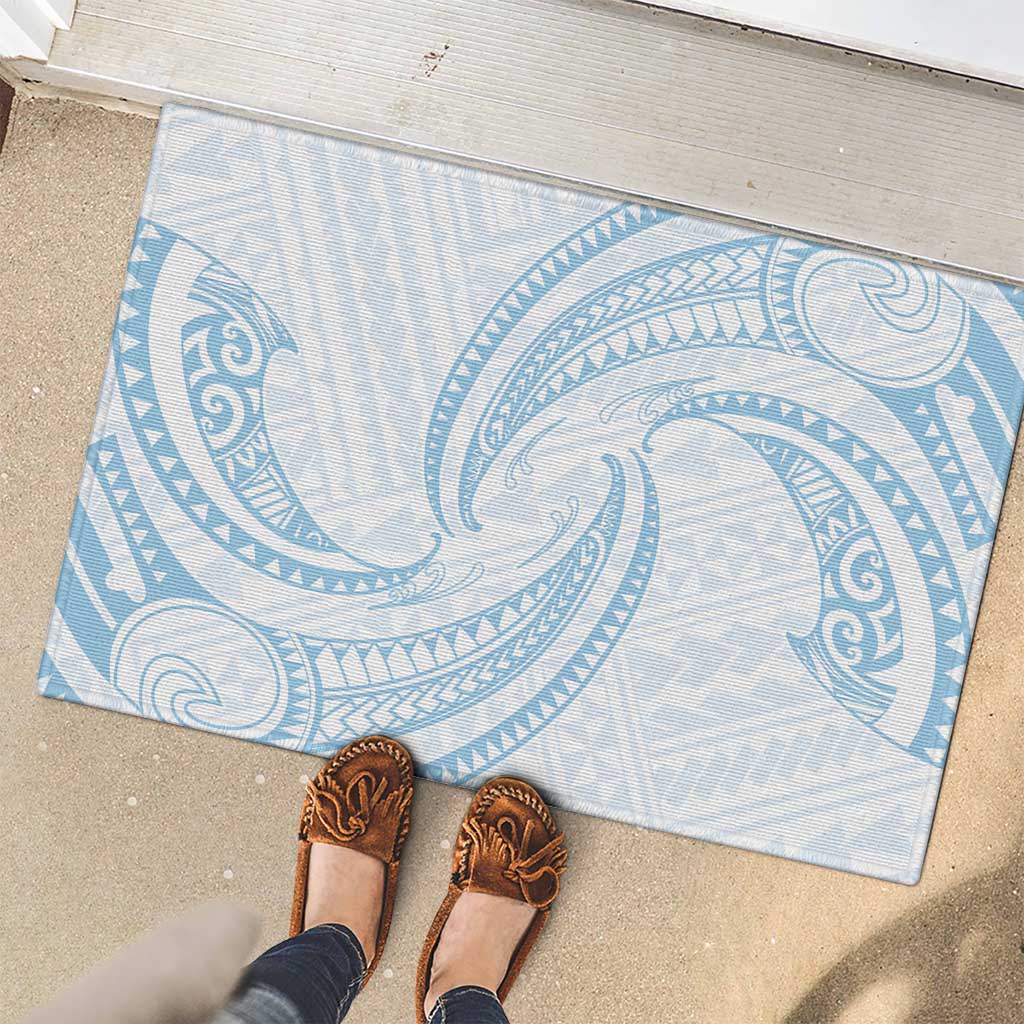 White Sunday Lotu Tamaiti Rubber Doormat Polynesian Wave Pastel Sky Blue LT9 - Polynesian Pride