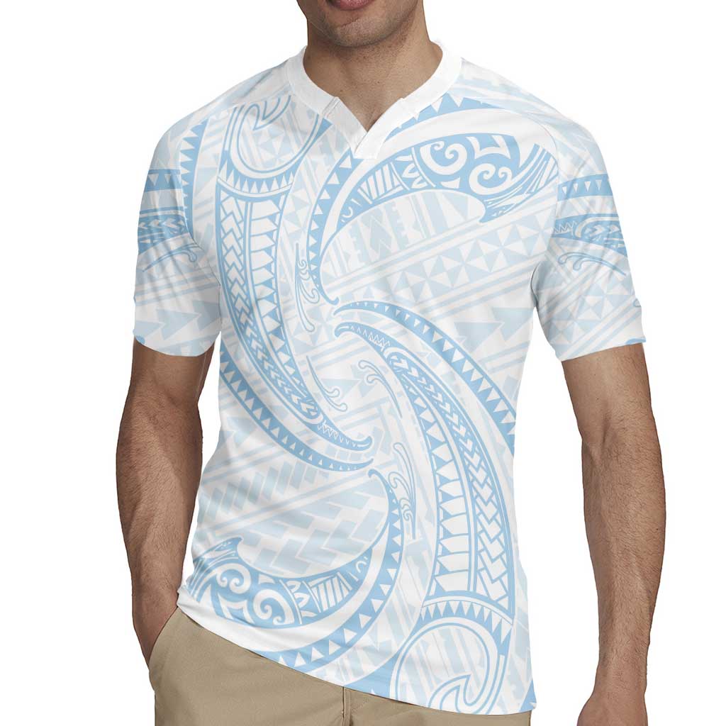 White Sunday Lotu Tamaiti Rugby Jersey Polynesian Wave Pastel Sky Blue LT9 - Polynesian Pride
