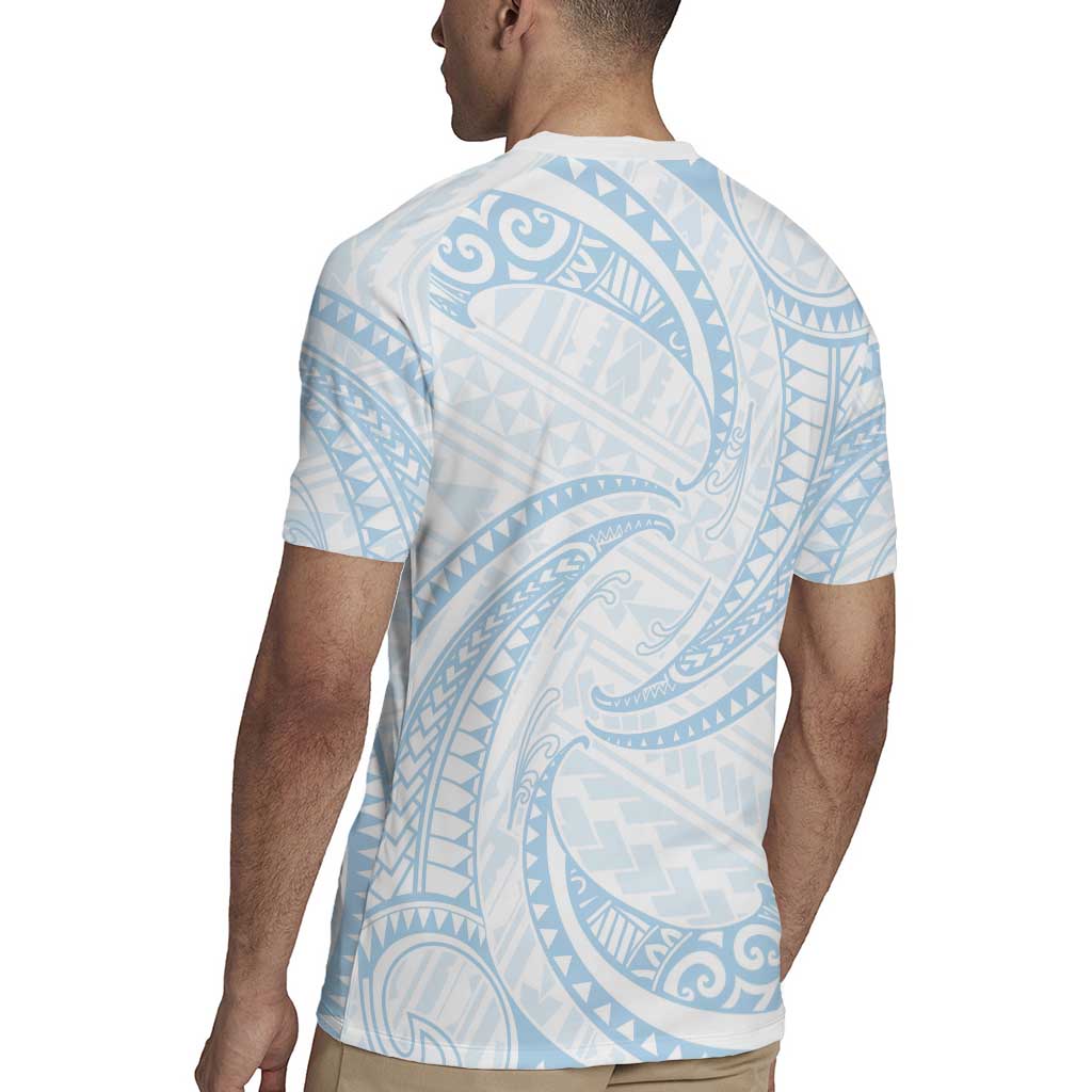 White Sunday Lotu Tamaiti Rugby Jersey Polynesian Wave Pastel Sky Blue LT9 - Polynesian Pride