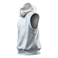 White Sunday Lotu Tamaiti Sleeveless Hoodie Polynesian Wave Pastel Sky Blue LT9 - Polynesian Pride