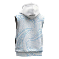 White Sunday Lotu Tamaiti Sleeveless Zip Hoodie Polynesian Wave Pastel Sky Blue - Polynesian Pride