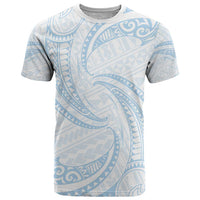 White Sunday Lotu Tamaiti T Shirt Polynesian Wave Pastel Sky Blue - Polynesian Pride