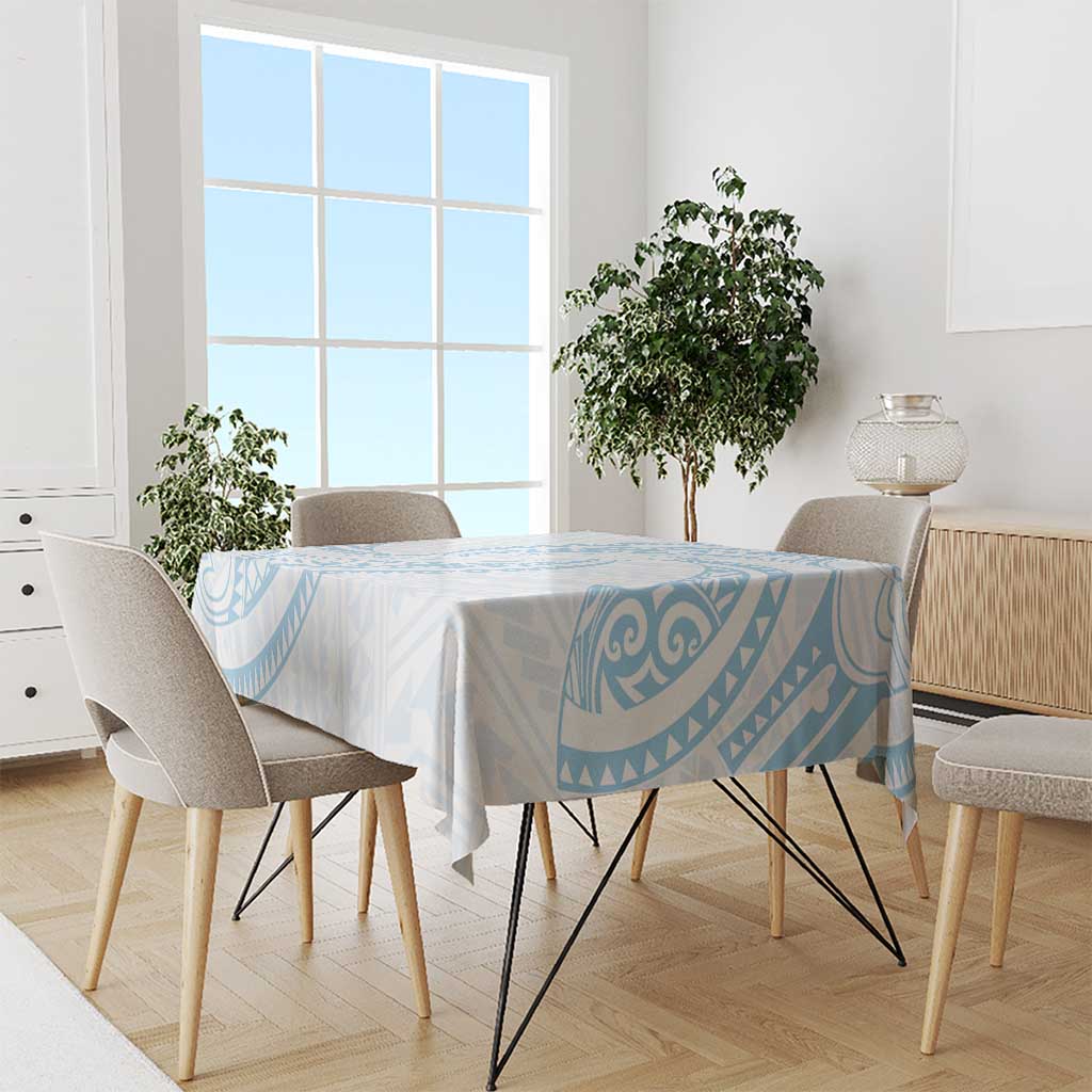 White Sunday Lotu Tamaiti Tablecloth Polynesian Wave Pastel Sky Blue LT9 - Polynesian Pride