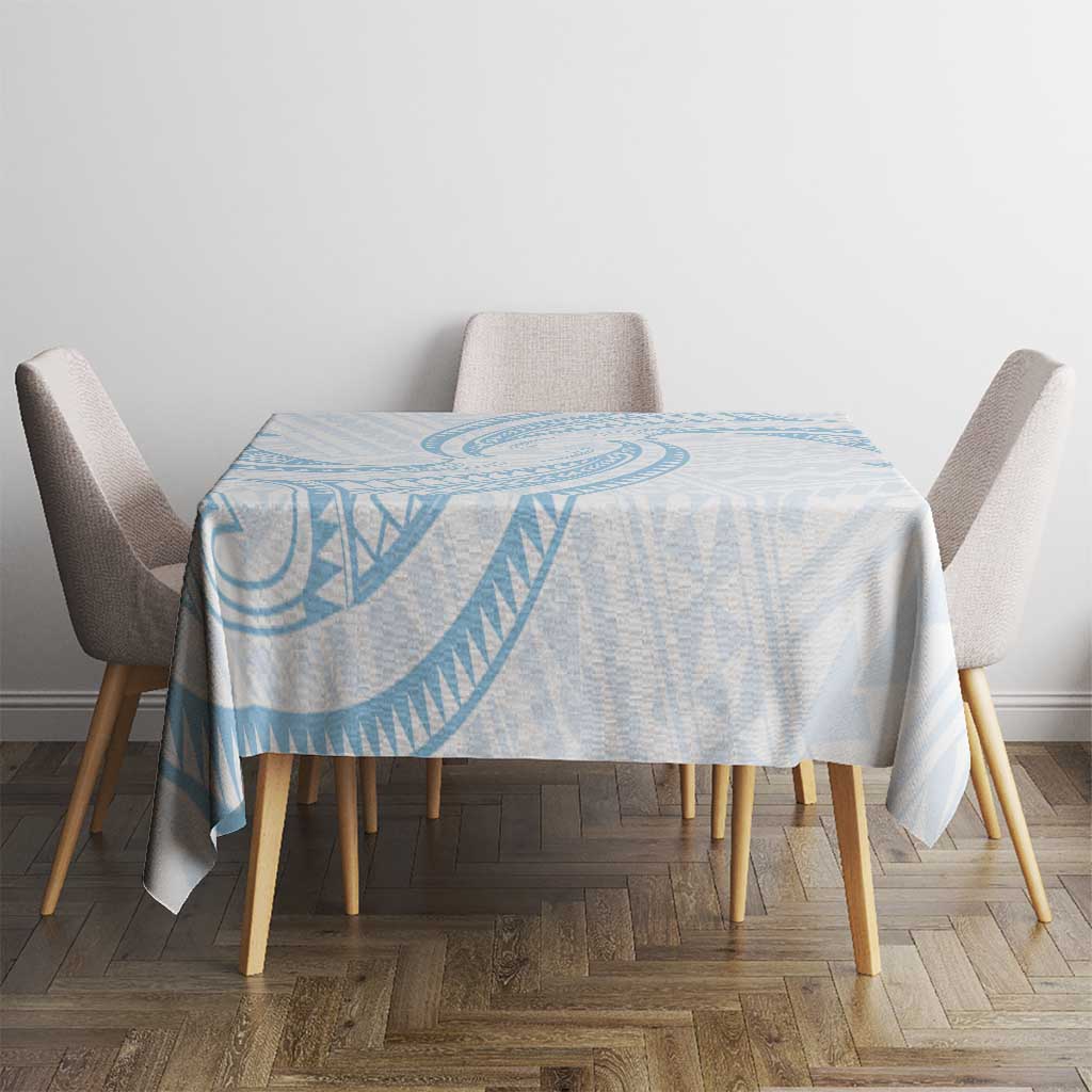 White Sunday Lotu Tamaiti Tablecloth Polynesian Wave Pastel Sky Blue LT9 - Polynesian Pride