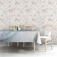 White Sunday Lotu Tamaiti Tablecloth Polynesian Wave Pastel Sky Blue LT9 - Polynesian Pride