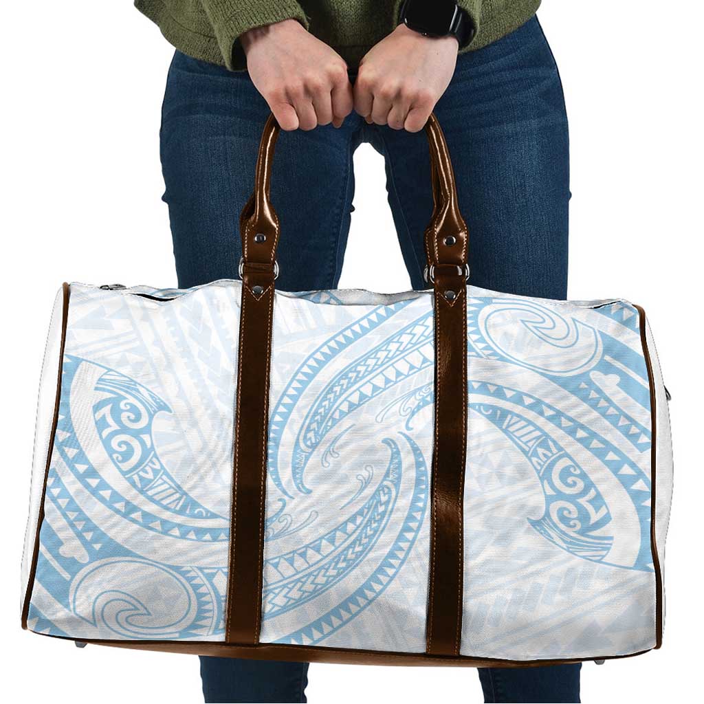 White Sunday Lotu Tamaiti Travel Bag Polynesian Wave Pastel Sky Blue - Polynesian Pride