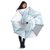 White Sunday Lotu Tamaiti Umbrella Polynesian Wave Pastel Sky Blue - Polynesian Pride