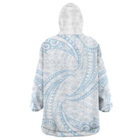 White Sunday Lotu Tamaiti Wearable Blanket Hoodie Polynesian Wave Pastel Sky Blue LT9 - Polynesian Pride
