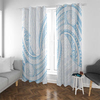 White Sunday Lotu Tamaiti Window Curtain Polynesian Wave Pastel Sky Blue - Polynesian Pride