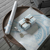 White Sunday Lotu Tamaiti Wrapping Paper Polynesian Wave Pastel Sky Blue LT9 - Polynesian Pride
