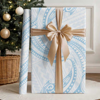 White Sunday Lotu Tamaiti Wrapping Paper Polynesian Wave Pastel Sky Blue LT9 - Polynesian Pride