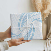 White Sunday Lotu Tamaiti Wrapping Paper Polynesian Wave Pastel Sky Blue LT9 - Polynesian Pride
