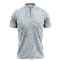 White Sunday Lotu Tamaiti Zipper Polo Shirt Polynesian Wave Pastel Sky Blue LT9 Blue - Polynesian Pride