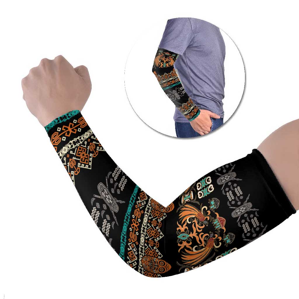 Black Batik Papua-inspired Pattern Arm Sleeves LT9 Set of 2 Black - Polynesian Pride