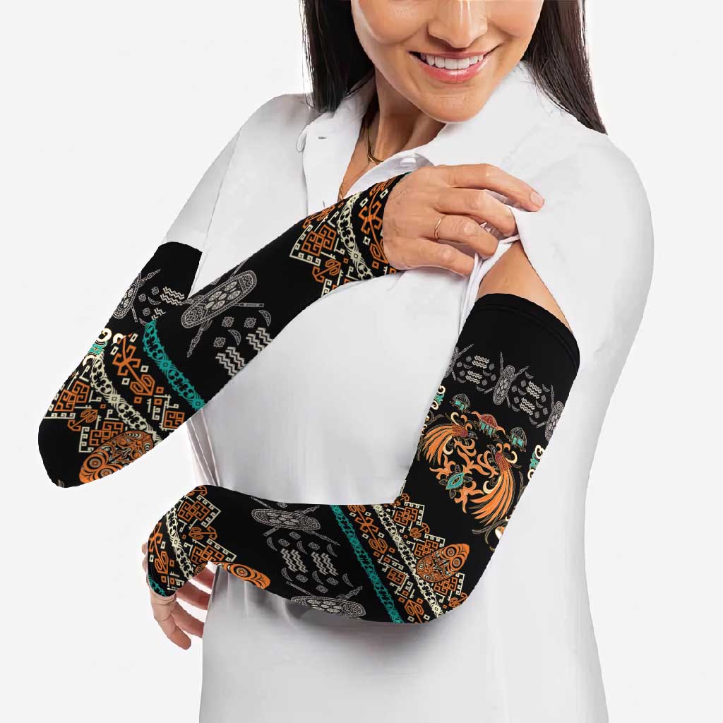 Black Batik Papua-inspired Pattern Arm Sleeves LT9 - Polynesian Pride