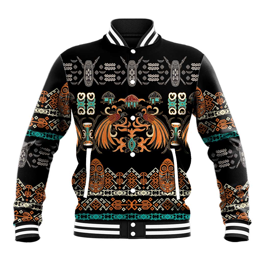 Black Batik Papua-inspired Pattern Baseball Jacket LT9 Unisex Black - Polynesian Pride