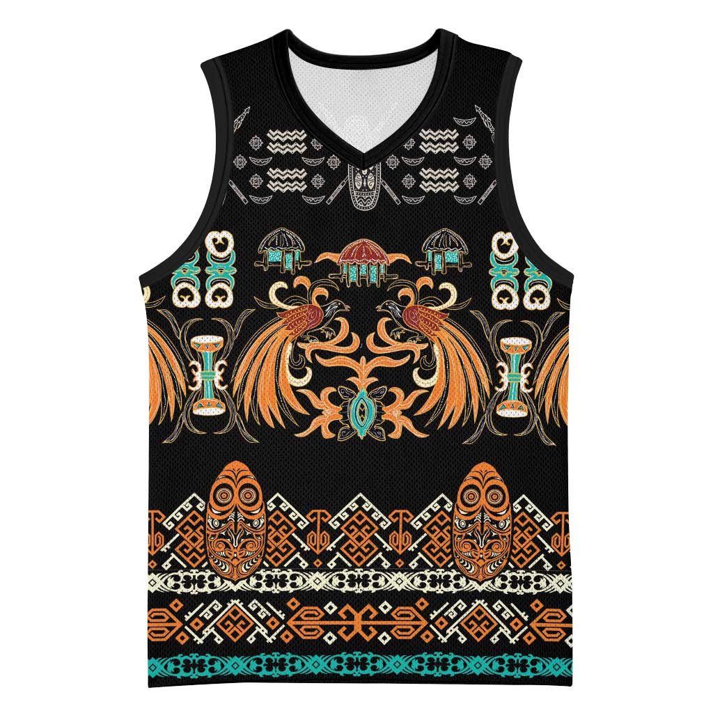 Black Batik Papua-inspired Pattern Basketball Jersey LT9 Unisex Black - Polynesian Pride