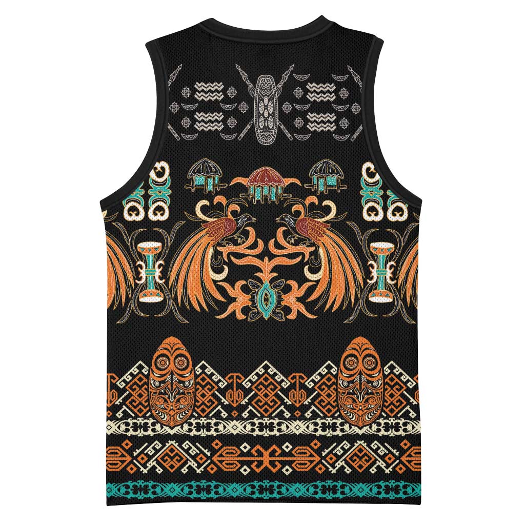 Black Batik Papua-inspired Pattern Basketball Jersey LT9 - Polynesian Pride