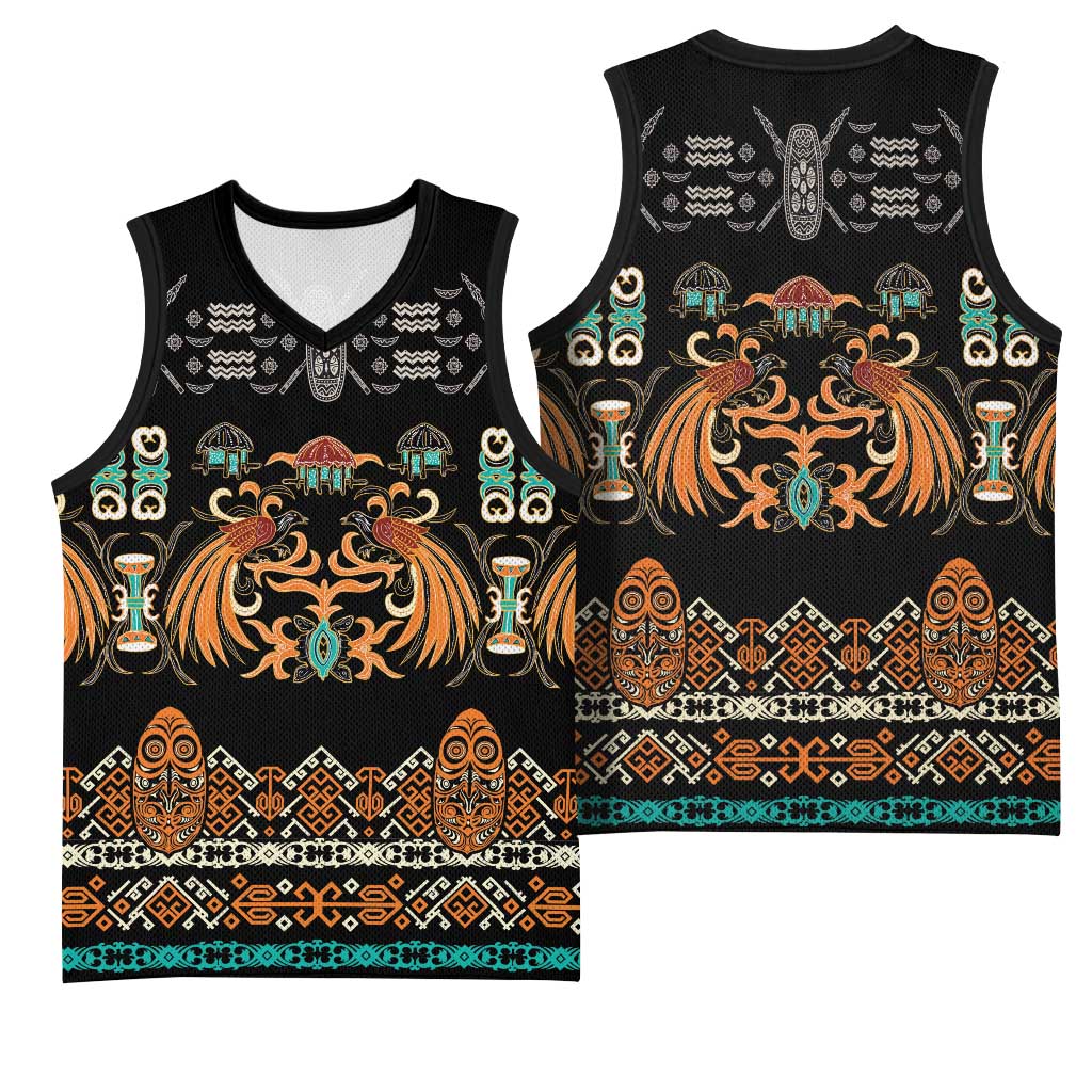 Black Batik Papua-inspired Pattern Basketball Jersey LT9 - Polynesian Pride