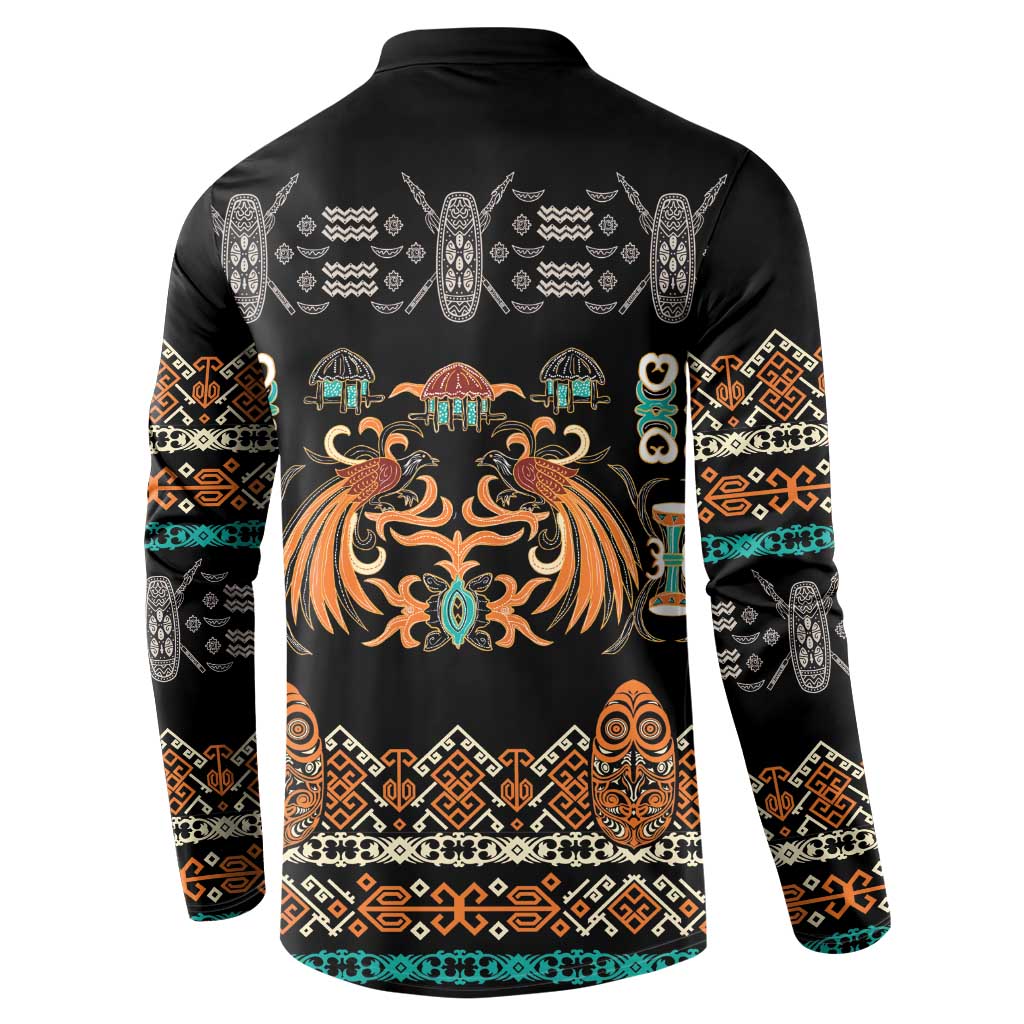 Black Batik Papua-inspired Pattern Button Sweatshirt LT9 - Polynesian Pride