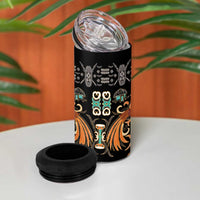 Black Batik Papua-inspired Pattern 4 in 1 Can Cooler Tumbler LT9 - Polynesian Pride