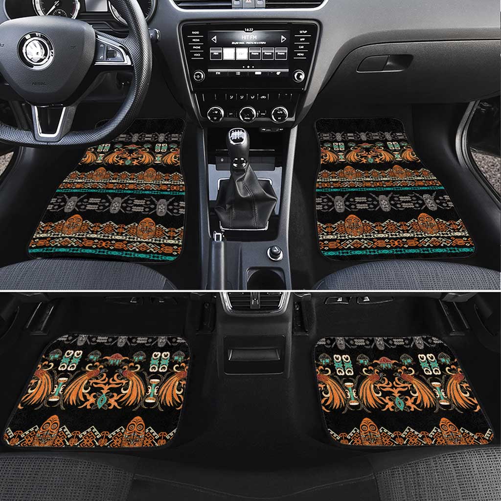 Black Batik Papua-inspired Pattern Car Mats LT9 Set 4pcs Black - Polynesian Pride