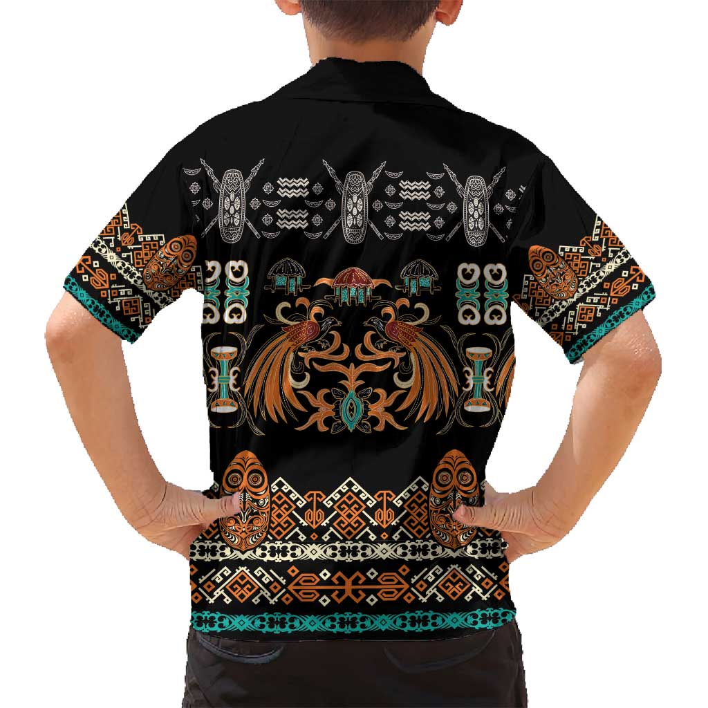 Black Batik Papua-inspired Pattern Family Matching Off Shoulder Maxi Dress and Hawaiian Shirt LT9 - Polynesian Pride