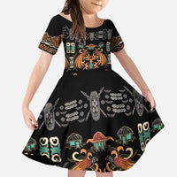Black Batik Papua-inspired Pattern Family Matching Puletasi and Hawaiian Shirt LT9 Daughter's Dress Black - Polynesian Pride